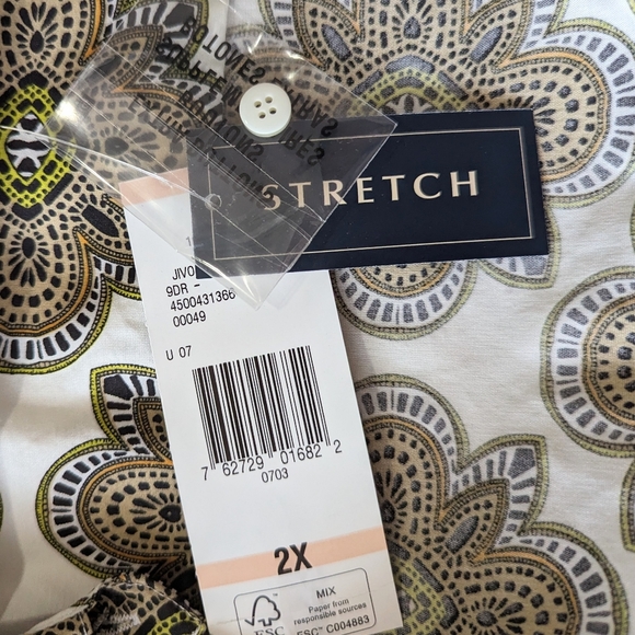 Jones New York patterned stretch button up shirt NWT XXL work office - Picture 3 of 4